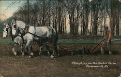 Plowing on Vanderbilt Farm Portsmouth, RI Postcard Postcard Postcard