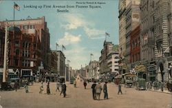 Looking up First Avenue from Pioneer Square Postcard