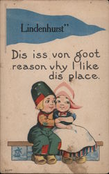 Dutch Boy and Girl, Lindenhurst Pennant Postcard