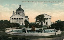 Church, Music Hall and Fountain, Sailors' Snug Harbor Postcard