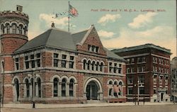 Post Office and Y.M.C.A. Lansing, MI Postcard Postcard Postcard