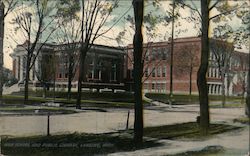 High School and Public Library Postcard