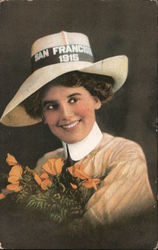 Girl With Hatband Saying "San Francisco 1915" Postcard