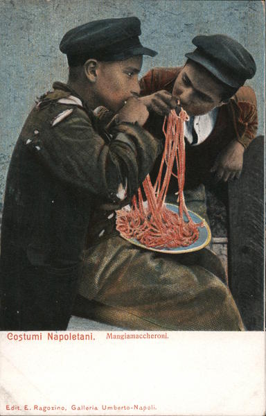Costumi Napoletani. Mangiamaccheroni Naples Italy