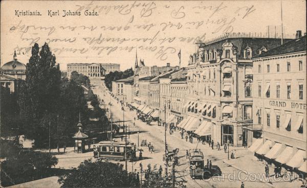Kristiania. Karl Johans Gade Oslo Norway