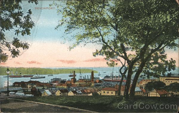 Devonport Park, overlooking H.M. Dockyard England