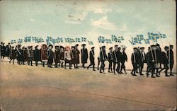 People marching with flag Postcard