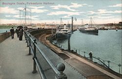 Boulogne Boats, Folkestone Harbour Postcard