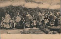Japanese women and Children in traditional dress Postcard