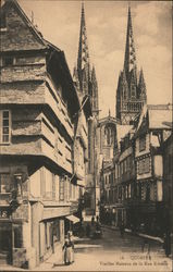 Quimper Old Houses in the Kereon Street Postcard