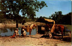 Texas Ranger Noonday Camp Scene Postcard