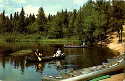 Canoeing Down The River Postcard
