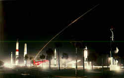 Missile Streaking From Launch Pad Postcard