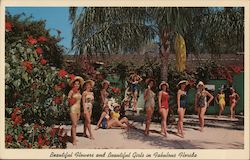 Beautiful Flowers and Beautiful Girls in Fabulous Florida Postcard