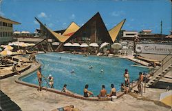 Pool Area, Castaways Motel Postcard