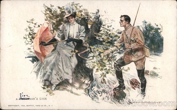 A man approaching a woman: A fisherman's luck Howard Chandler Christy