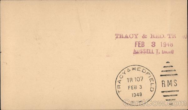 Tracy & Red Tr., Feb 3, 1948. RMS. Postal Cards