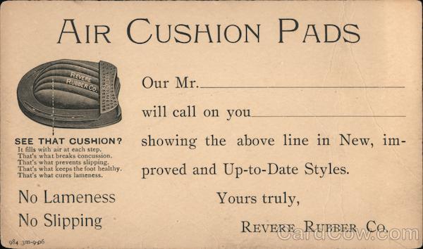 Air Cushion Pads, Revere Rubber Co. Advertising