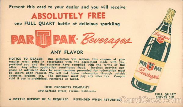 Nehi Products Company, Fresno, California, Par-T-Pak Beverages