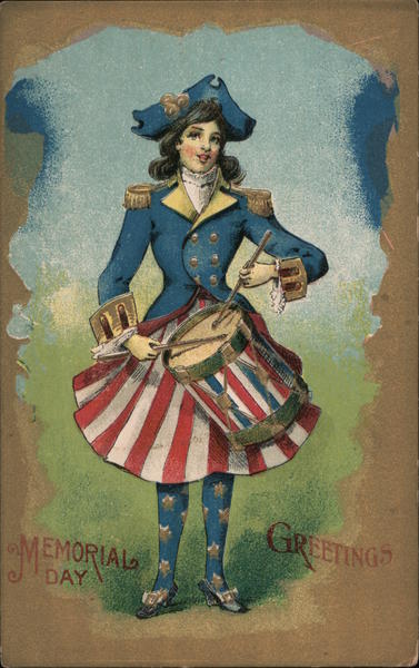 Female drummer in patriotic garb Memorial Day