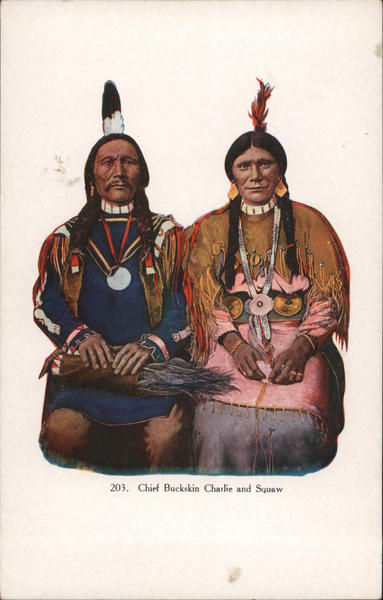 Chief Buckskin Charlie and Squaw Native Americana