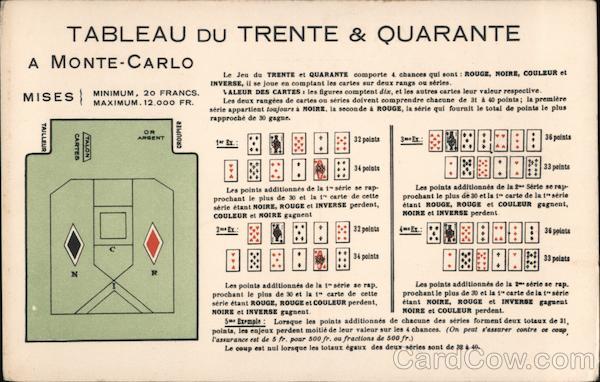 Tableu de Trente & Quarante a Monte Carlo Casinos & Gambling