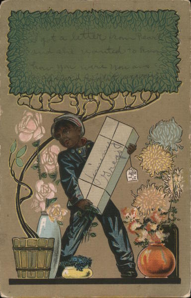 Flower Deliver Correspondence Postcard Black Americana