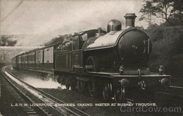 L&NW Liverpool Express Taking Water at Busey Troughs