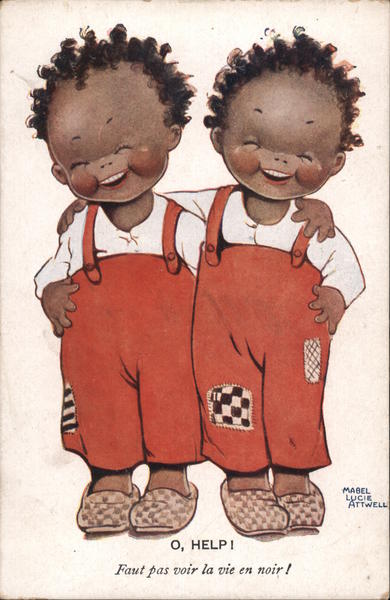O, Help - French Twins Mabel Lucie Attwell Black Americana