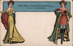 Women's summer and winter dress: "What they conceal in winter, they reveal in summer" Postcard Postcard Postcard