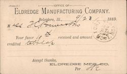 Eldredge Manufacturing Company, Belvidere, Ill., Correspondence Card Postal Cards & Correspondence Postcard Postcard Postcard