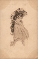 Girl in Straw Hat Postcard