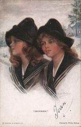 Two Girl Snowbirds Philip Boileau Postcard Postcard Postcard