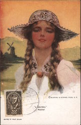 Girl in hat: "A Neutral" Postcard