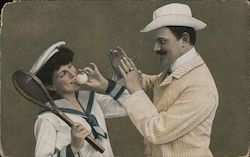 Couple Arguing Over Tennis Postcard