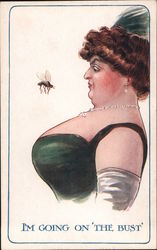 Busty Woman Staring at Bee: I'm Going On 'The Bust' Postcard