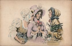 Three Young Women Gossiping Postcard