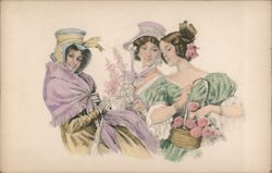 Three Young Women Gossiping Postcard