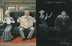 Couple Riding Train in Light Then Dark Postcard