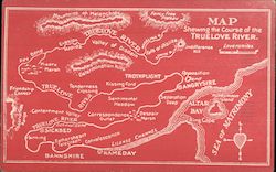 Map Showing the Course of the Truelove River Comic Postcard Postcard Postcard