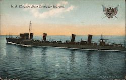 U.S. Torpedo Boat Destroyer Worden. Postcard