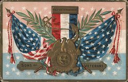 Sons of Union Veterans of the Civil War Medal, American Flags Postcard