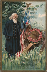 Soldier at Civil War Memorial Postcard