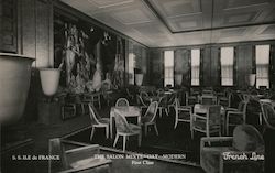 The Salon Mixte - Gay - Modern - First Class. On board the S.S. Ile de France Postcard