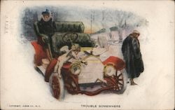 Broken Down Car in Snow: Trouble Somewhere Postcard