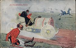 Man Racing an Automobile Postcard