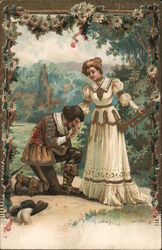 Man Kissing Hand of Woman Postcard