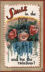 Smile in the Rain and See the Rainbow - Girl Dripping Wet Postcard