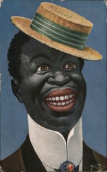 Rare Smiling African American Man in Hat Black Americana Postcard Postcard Postcard