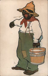 Man Holding a Bucket of Milk Postcard